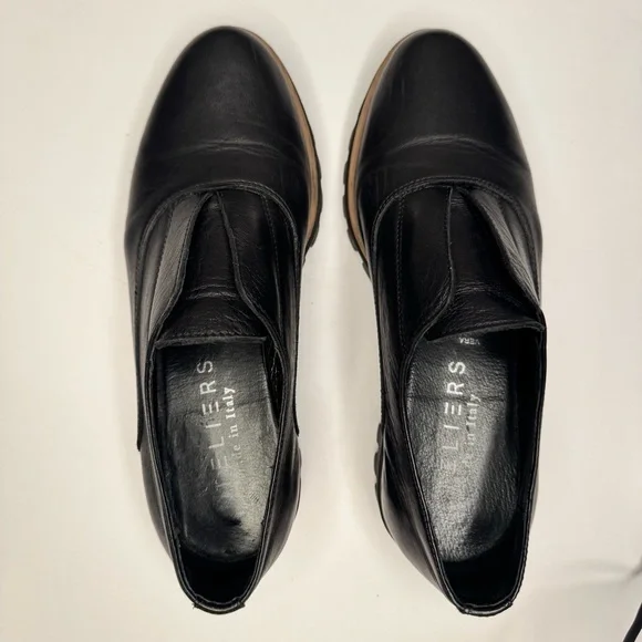 Atelier Women’s Barton Black & Tan Italian Leather Platform Penny Loafers Sz 38 - Picture 14 of 14